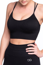 Load image into Gallery viewer, Megan Sports Bra Top in Black by Brave Active - Front View
