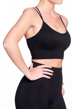 Load image into Gallery viewer, Megan Sports Bra Top in Black by Brave Active - Side View