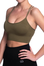 Load image into Gallery viewer, Megan Sports Bra Top in Olive by Brave Active - Front View
